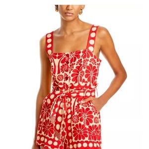 FARM Rio Palermo Red and Cream Floral Romper